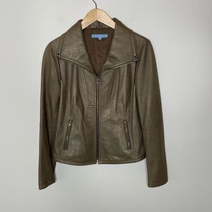 Antonio Melani Leather Jacket quiet luxury metallic timeless